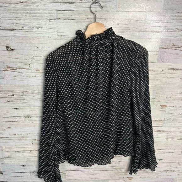 The fifth label polka dot sheer long sleeve blouse  black white size small - Picture 8 of 8